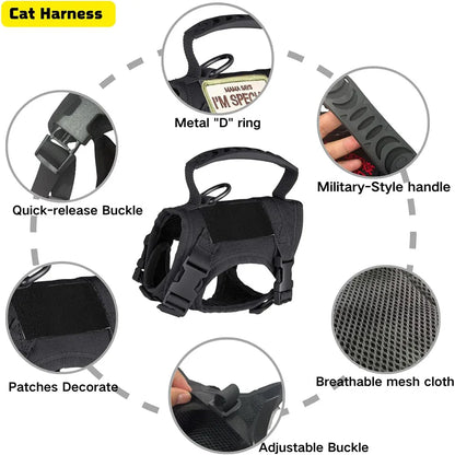 Adjustable Tactical Pet Harness with Leash - Soft Mesh Vest for Large Cats and Dogs - ZOOMNSTORE