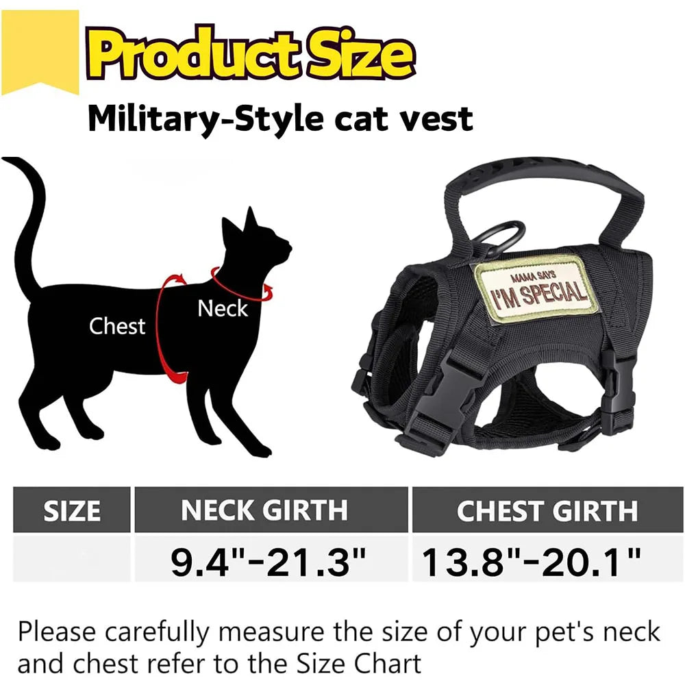 Adjustable Tactical Pet Harness with Leash - Soft Mesh Vest for Large Cats and Dogs - ZOOMNSTORE