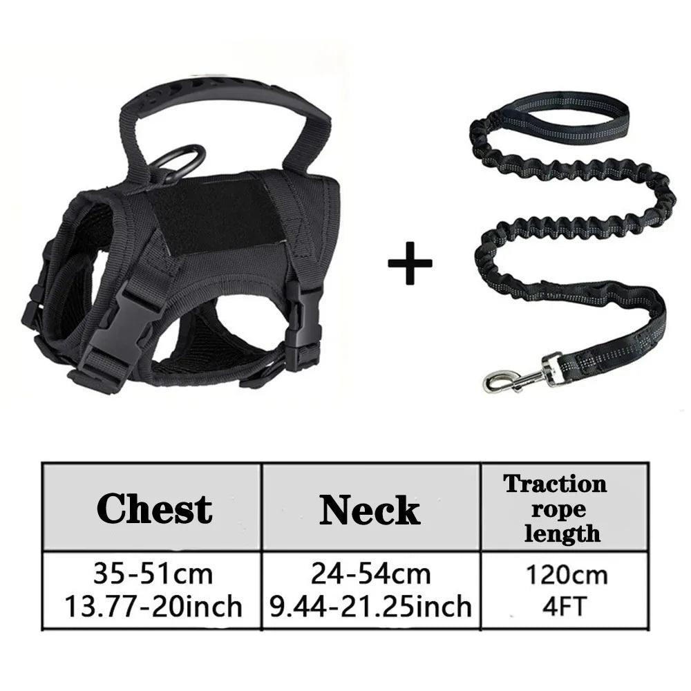 Adjustable Tactical Pet Harness with Leash - Soft Mesh Vest for Large Cats and Dogs - ZOOMNSTORE