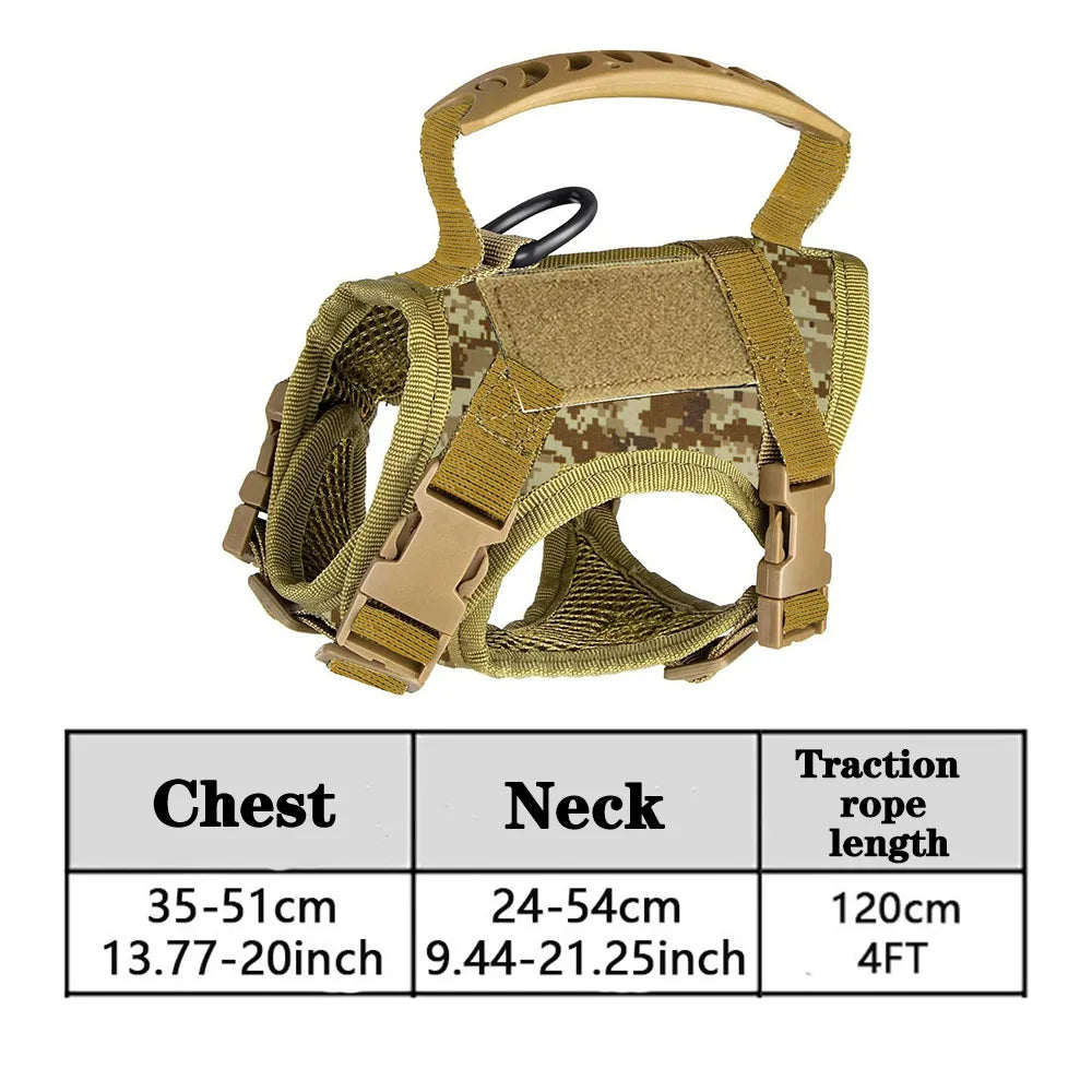 Adjustable Tactical Pet Harness with Leash - Soft Mesh Vest for Large Cats and Dogs - ZOOMNSTORE