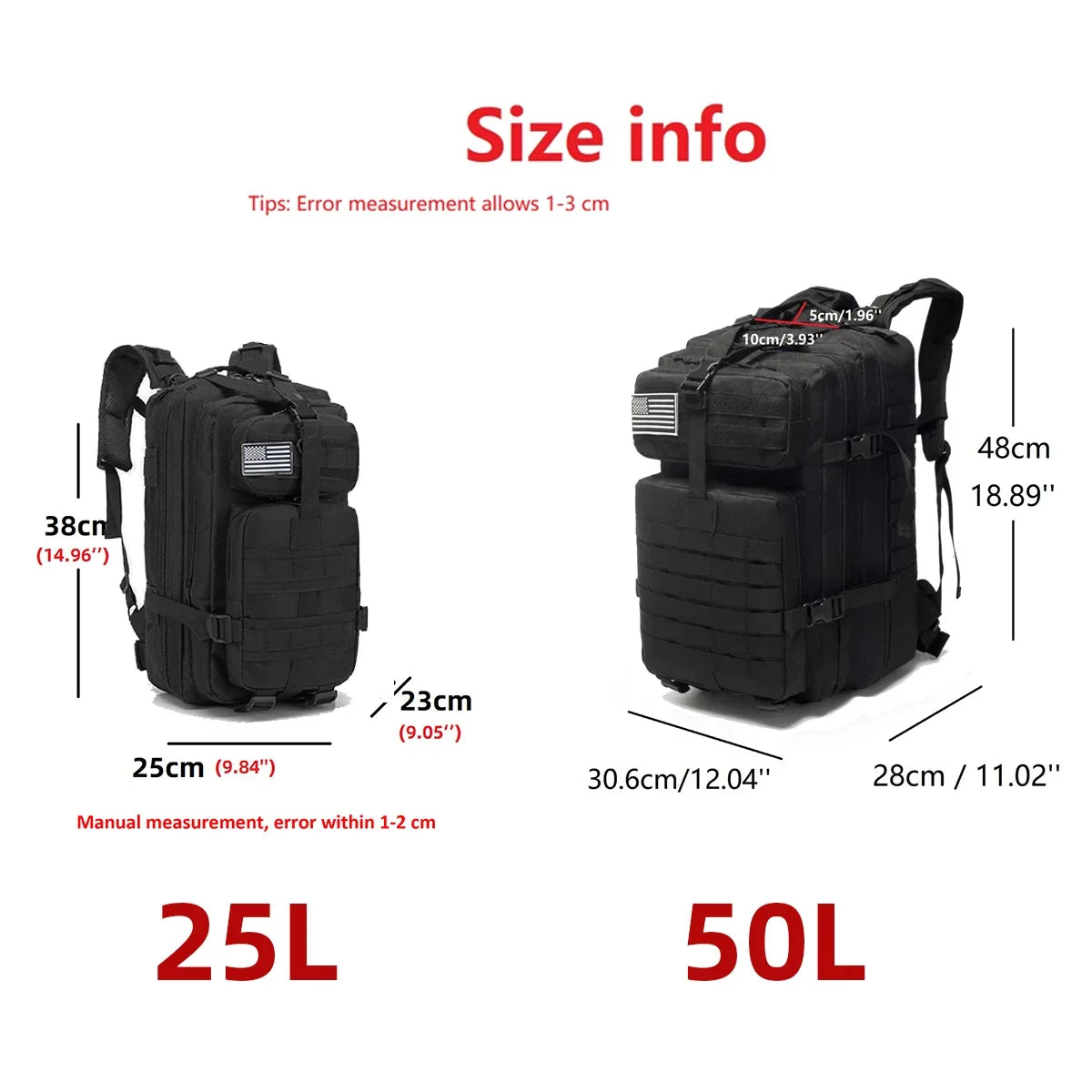 Tactical Waterproof Backpack - 25L50L Nylon Rucksack for Trekking Fishing Hunting Camping Hiking - ZOOMNSTORE