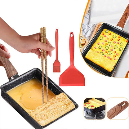 Tamagoyaki Egg Pan | Small Frying Pan with Bakelite Handle | Easy Flip Omelet - ZOOMNSTORE