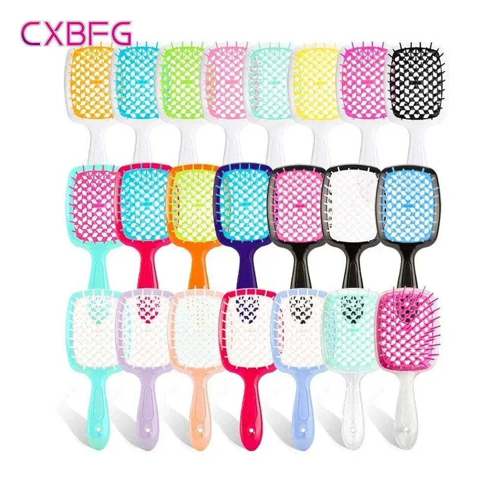 Tangled Hair Comb Detangling Hair Brush Massage Combs Hollow Out Wet Curly Hair Brushes Barber Comb Salon Hair Styling Tools - ZOOMNSTORE