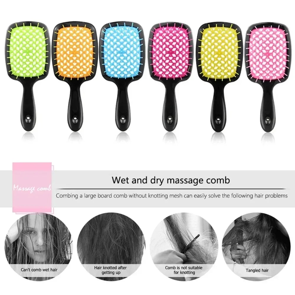 Tangled Hair Comb Detangling Hair Brush Massage Combs Hollow Out Wet Curly Hair Brushes Barber Comb Salon Hair Styling Tools - ZOOMNSTORE