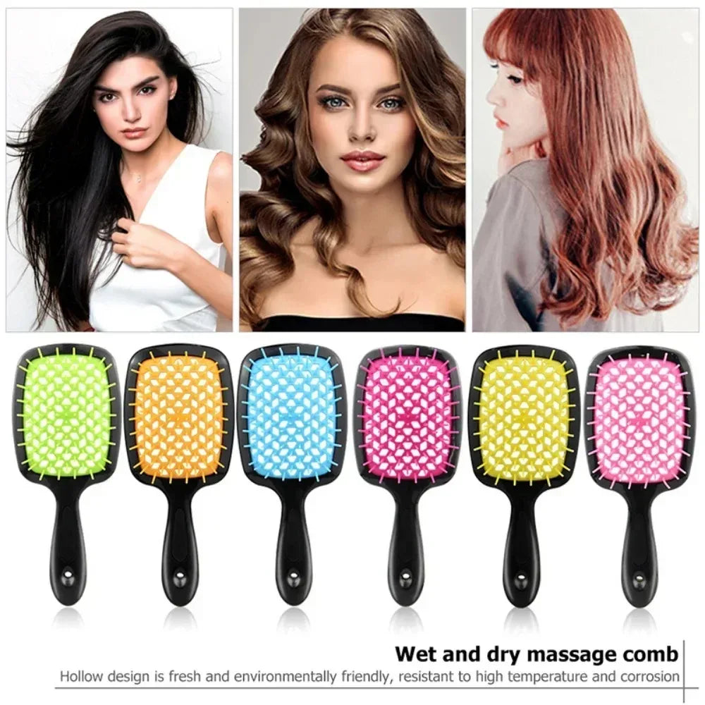 Tangled Hair Comb Detangling Hair Brush Massage Combs Hollow Out Wet Curly Hair Brushes Barber Comb Salon Hair Styling Tools - ZOOMNSTORE