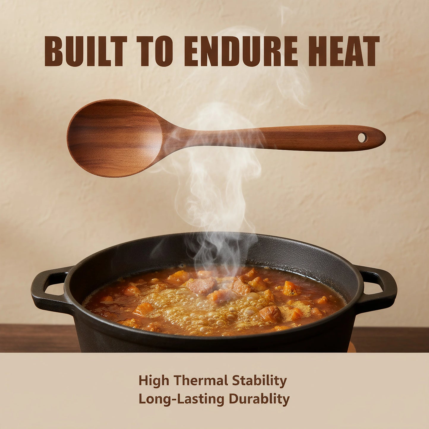 Teak Wooden Utensil Set | 5-Piece Natural Cooking Spoons & Eco-Friendly Kitchen Tools - ZOOMNSTORE