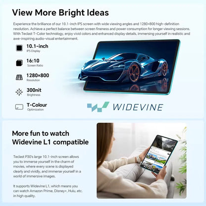 Teclast P30 Tablet - 101 Android 14 Octa-Core 10GB RAM 64GB ROM WiFi 6 TÜV Rheinland Certified - ZOOMNSTORE