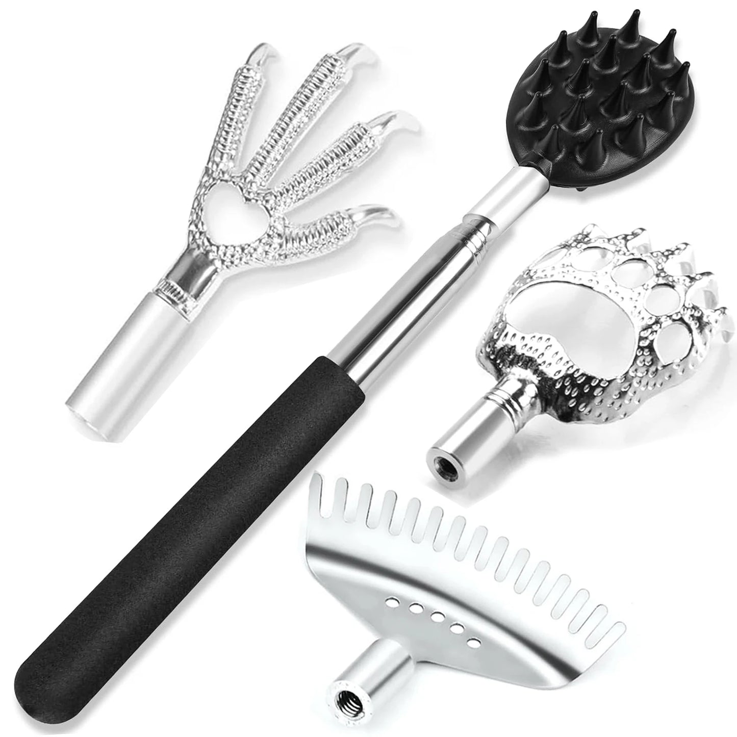Telescopic Back Scratcher | 4 in 1 Extendable Back Massager with Detachable Heads - ZOOMNSTORE
