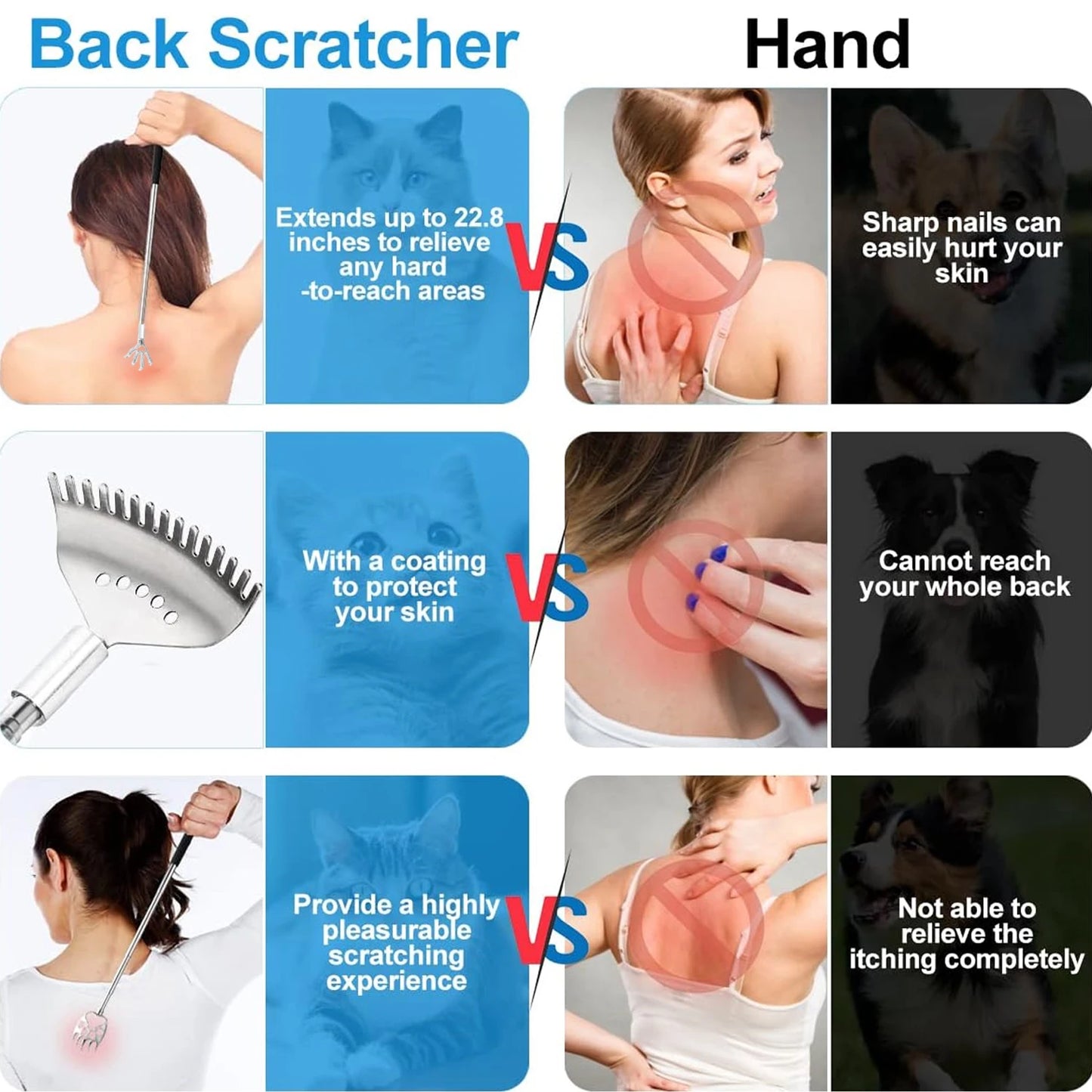 Telescopic Back Scratcher | 4 in 1 Extendable Back Massager with Detachable Heads - ZOOMNSTORE