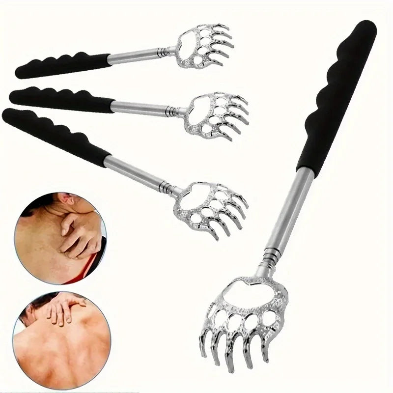 Telescopic Back Scratcher – Extendable Stainless Steel Bear Claw Massager with Rubber Handle - ZOOMNSTORE