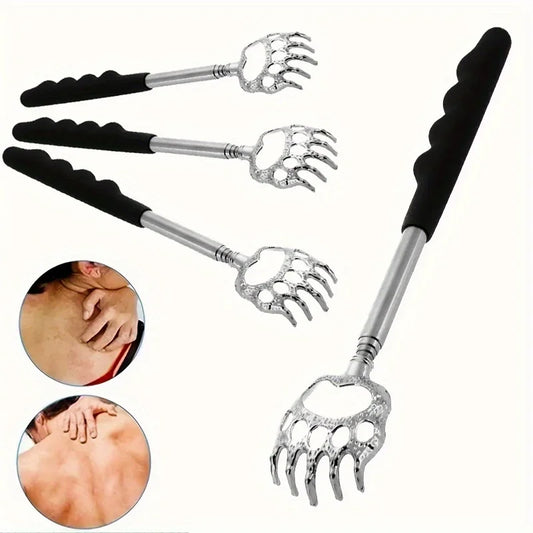 Telescopic Back Scratcher – Extendable Stainless Steel Bear Claw Massager with Rubber Handle - ZOOMNSTORE