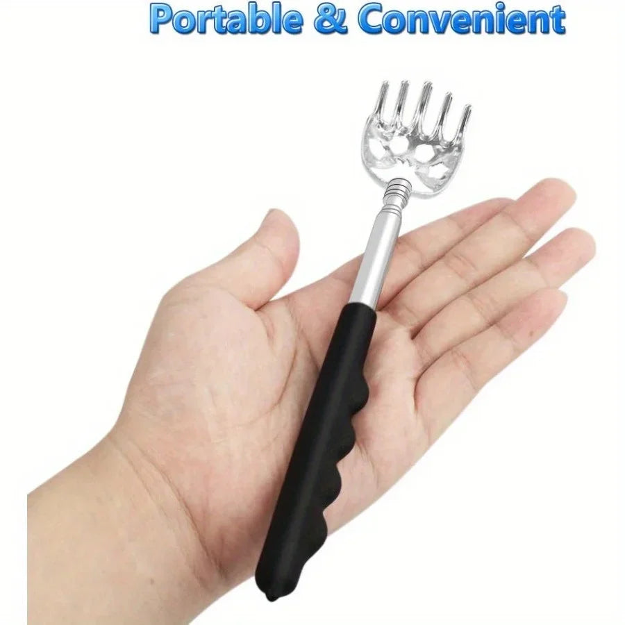 Telescopic Back Scratcher – Extendable Stainless Steel Bear Claw Massager with Rubber Handle - ZOOMNSTORE