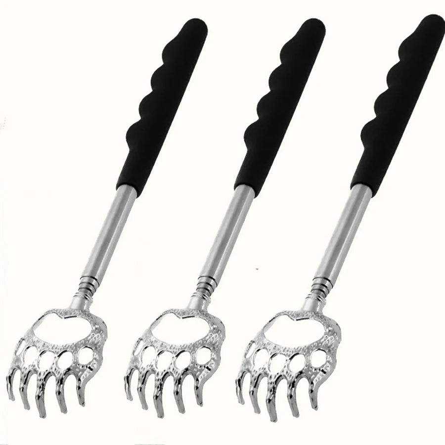 Telescopic Back Scratcher – Extendable Stainless Steel Bear Claw Massager with Rubber Handle - ZOOMNSTORE