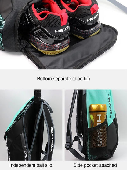 Tennis Backpack - Lightweight Sports Bag With Separated Shoe Compartment | HEAD Brand - ZOOMNSTORE