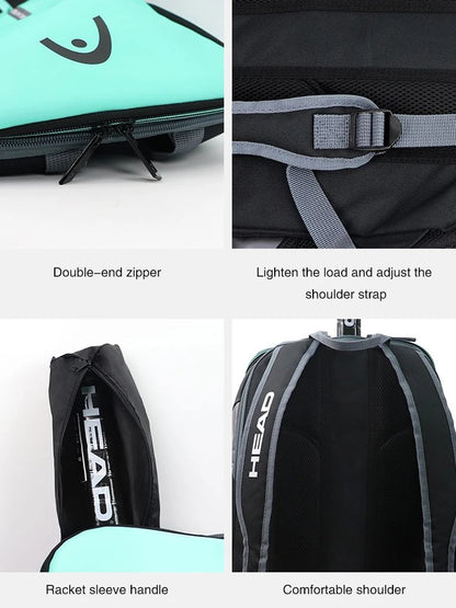 Tennis Backpack - Lightweight Sports Bag With Separated Shoe Compartment | HEAD Brand - ZOOMNSTORE