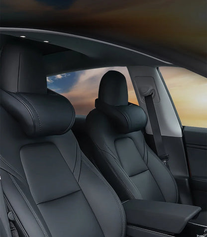 Tesla Neck Pillow – PU Leather Memory Foam Car Neck Rest Cushion for Model 3 - ZOOMNSTORE