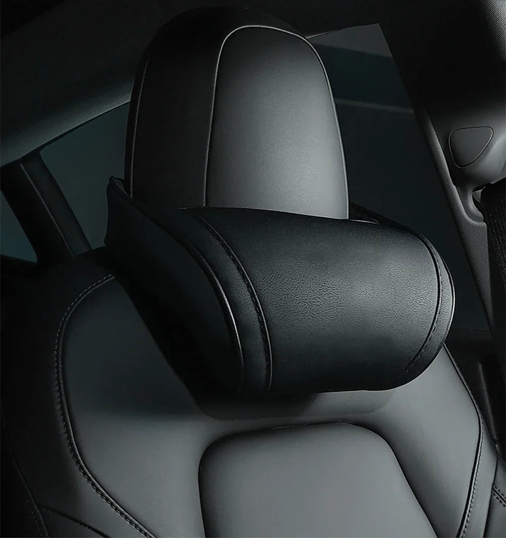 Tesla Neck Pillow – PU Leather Memory Foam Car Neck Rest Cushion for Model 3 - ZOOMNSTORE