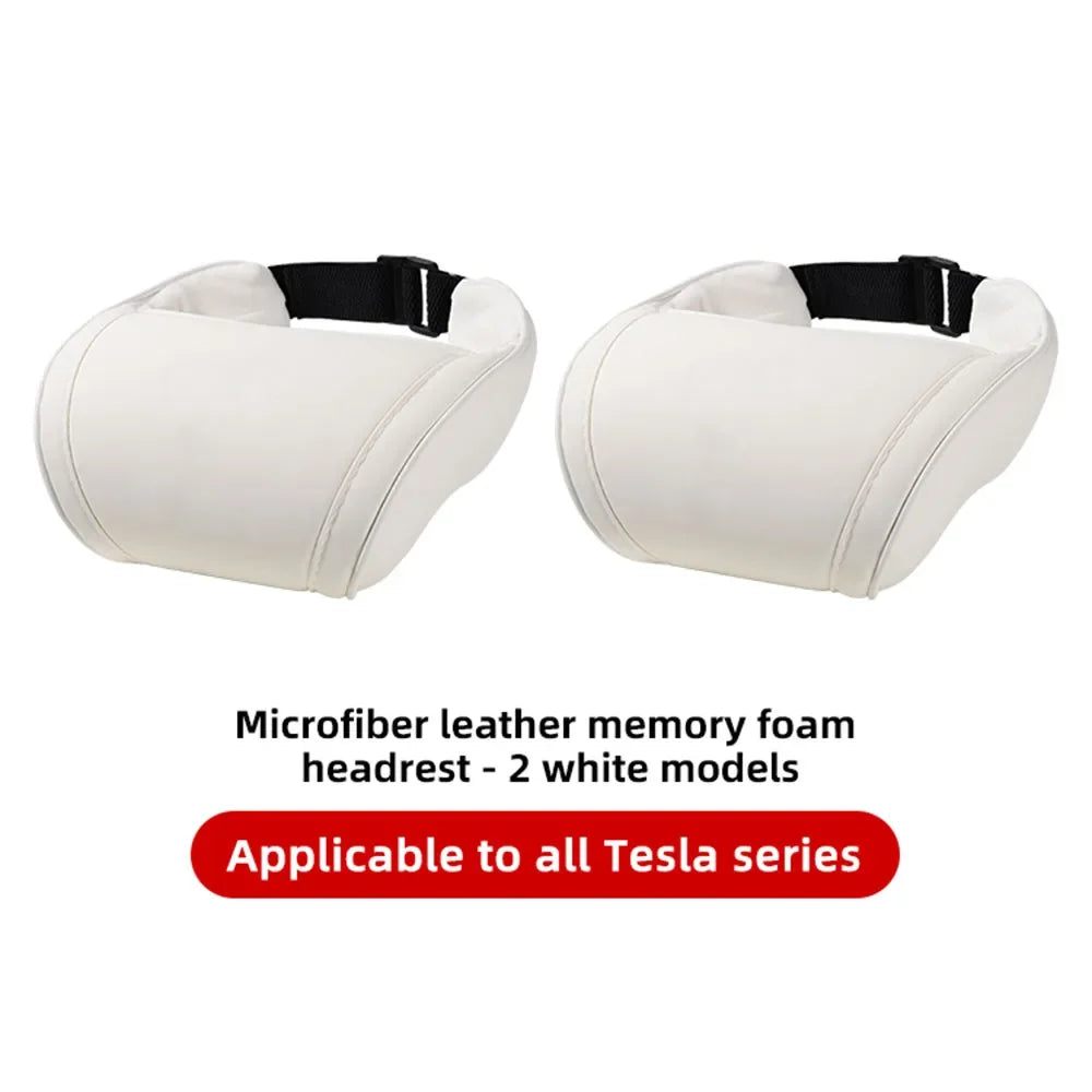 Tesla Neck Pillow – PU Leather Memory Foam Car Neck Rest Cushion for Model 3 - ZOOMNSTORE
