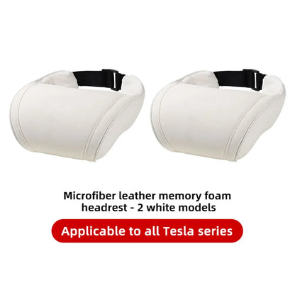 Tesla Neck Pillow – PU Leather Memory Foam Car Neck Rest Cushion for Model 3 - ZOOMNSTORE