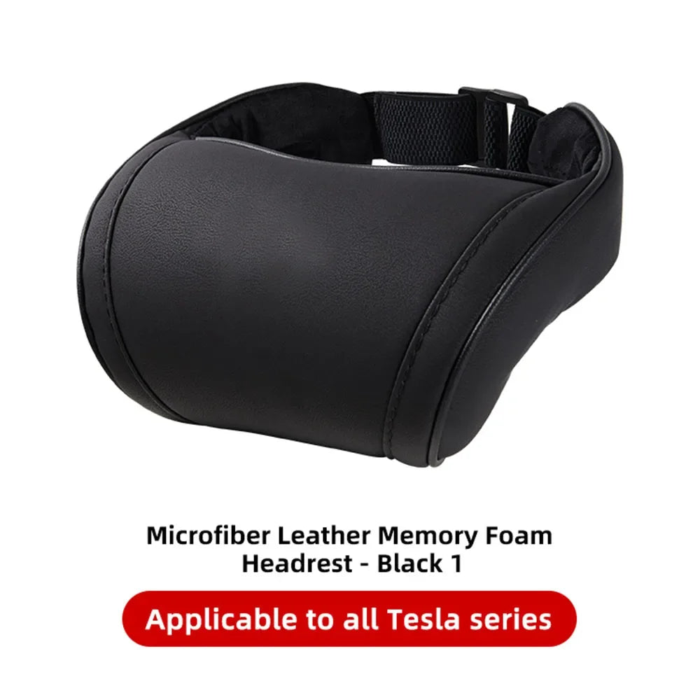 Tesla Neck Pillow – PU Leather Memory Foam Car Neck Rest Cushion for Model 3 - ZOOMNSTORE