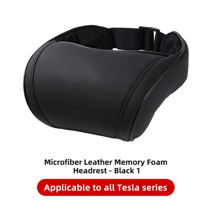 Tesla Neck Pillow – PU Leather Memory Foam Car Neck Rest Cushion for Model 3 - ZOOMNSTORE