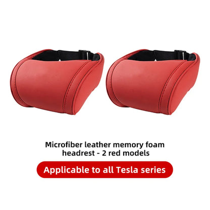 Tesla Neck Pillow – PU Leather Memory Foam Car Neck Rest Cushion for Model 3 - ZOOMNSTORE