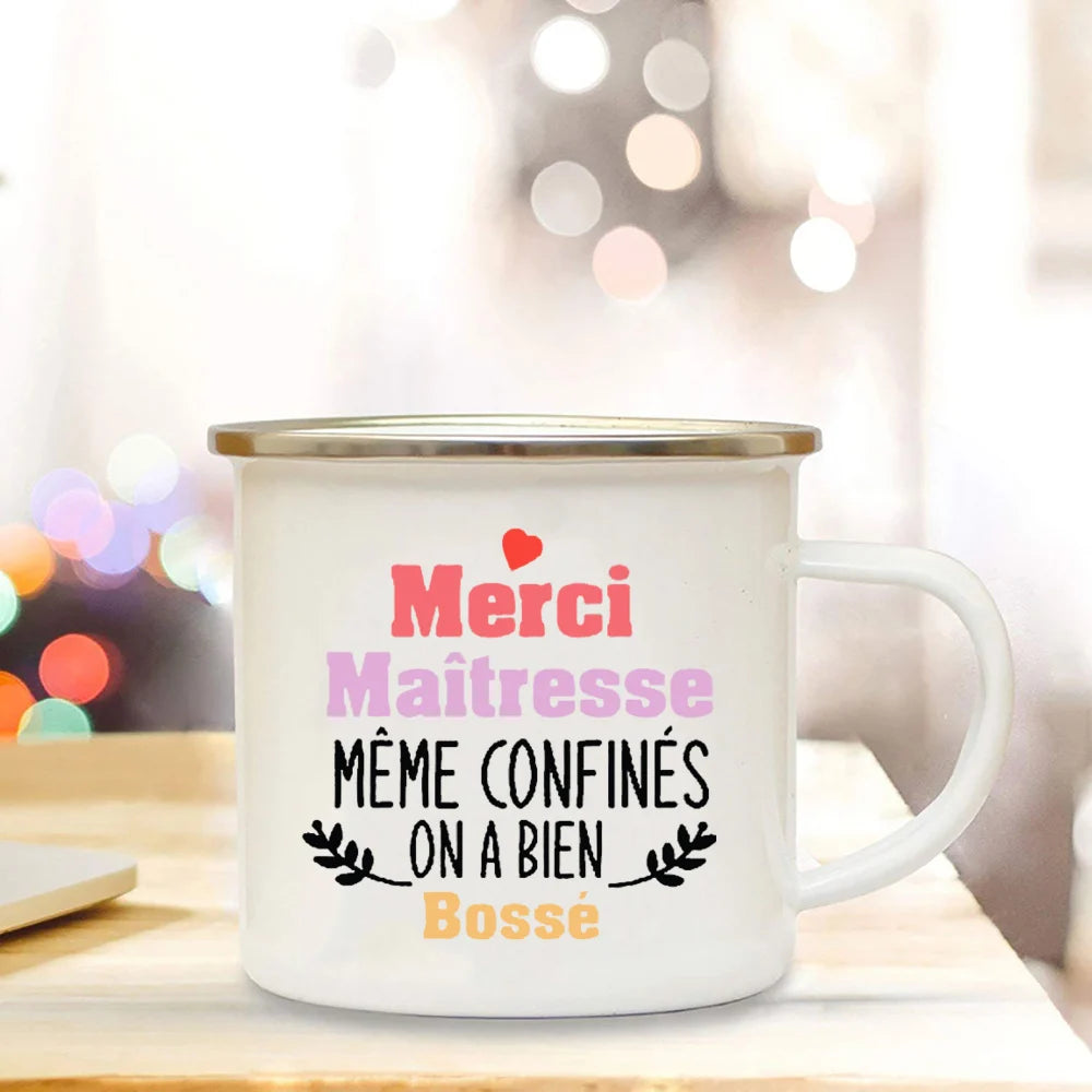 Thank You Teacher Mug – Eco-Friendly Enamel Coffee Cup | Rustic Camping Gift - ZOOMNSTORE