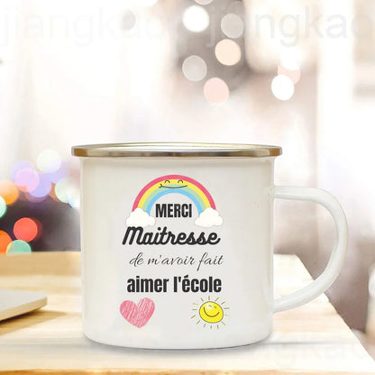 Thank You Teacher Mug – Eco-Friendly Enamel Coffee Cup | Rustic Camping Gift - ZOOMNSTORE