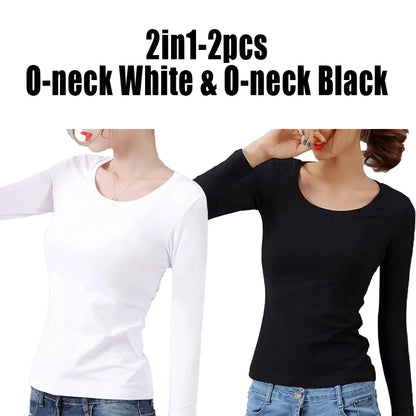 Thermal Crop Top - Women's Long Sleeve Slim Fit Black Velvet Tee With Heating Fiber - ZOOMNSTORE