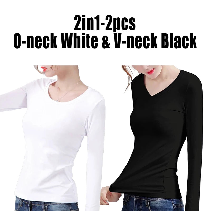 Thermal Crop Top - Women's Long Sleeve Slim Fit Black Velvet Tee With Heating Fiber - ZOOMNSTORE