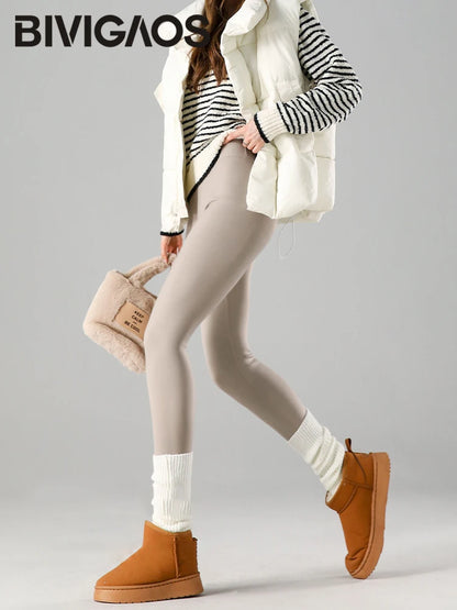 Thermal Fleece Leggings - High Waist Winter Warm Leggings With Rabbit Wool Insulation - ZOOMNSTORE