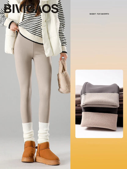 Thermal Fleece Leggings - High Waist Winter Warm Leggings With Rabbit Wool Insulation - ZOOMNSTORE