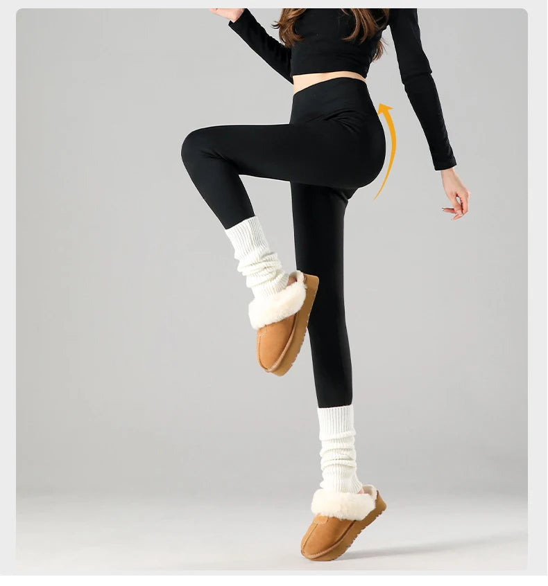 Thermal Fleece Leggings - High Waist Winter Warm Leggings With Rabbit Wool Insulation - ZOOMNSTORE