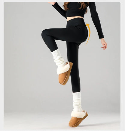 Thermal Fleece Leggings - High Waist Winter Warm Leggings With Rabbit Wool Insulation - ZOOMNSTORE