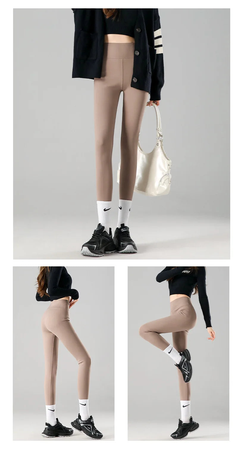 Thermal Fleece Leggings - High Waist Winter Warm Leggings With Rabbit Wool Insulation - ZOOMNSTORE