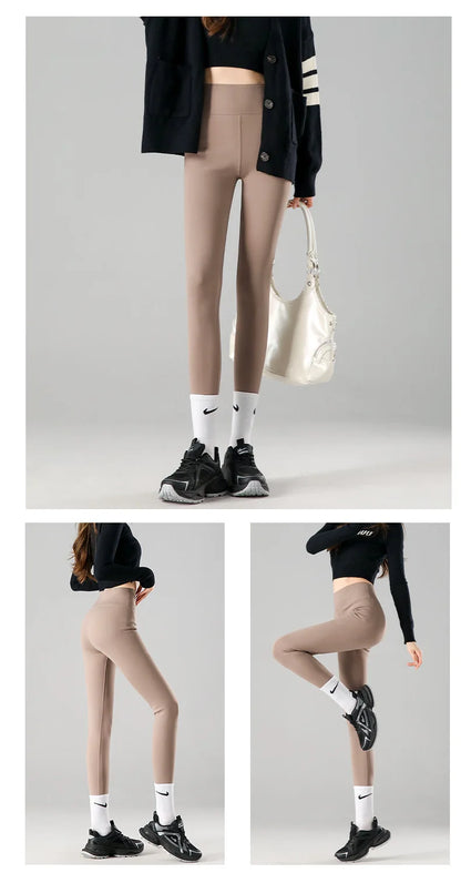 Thermal Fleece Leggings - High Waist Winter Warm Leggings With Rabbit Wool Insulation - ZOOMNSTORE