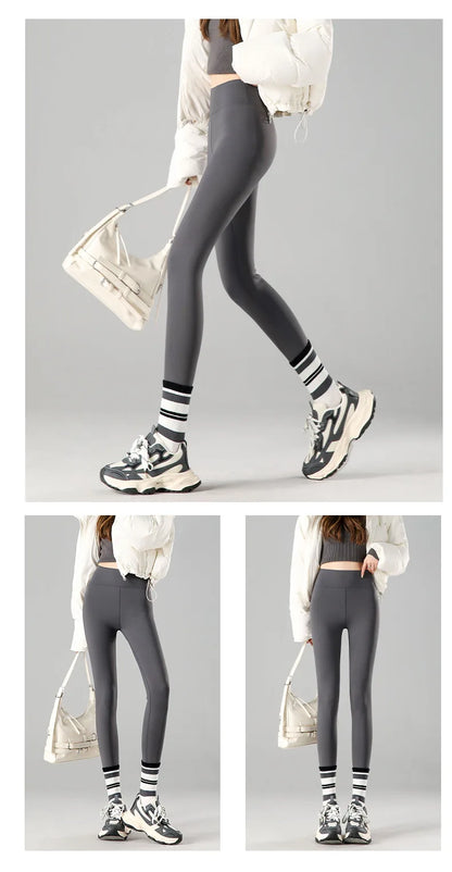 Thermal Fleece Leggings - High Waist Winter Warm Leggings With Rabbit Wool Insulation - ZOOMNSTORE