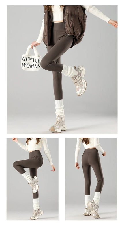 Thermal Fleece Leggings - High Waist Winter Warm Leggings With Rabbit Wool Insulation - ZOOMNSTORE