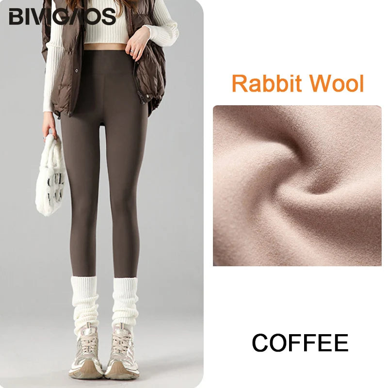 Thermal Fleece Leggings - High Waist Winter Warm Leggings With Rabbit Wool Insulation - ZOOMNSTORE