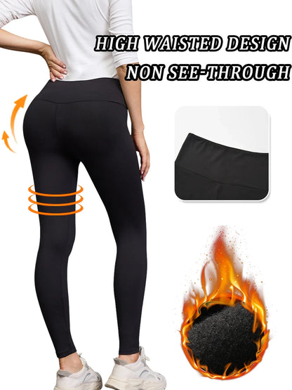 Thermal Fleece Leggings – High Waisted Warm Winter Workout Pants For Women - ZOOMNSTORE