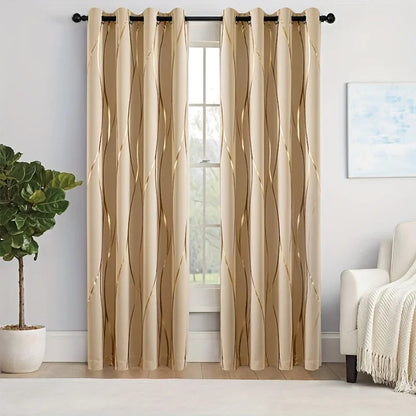 Thermal Insulated Curtains – 2Pcs Blackout Drapes With Grommet Top For Living Room - ZOOMNSTORE