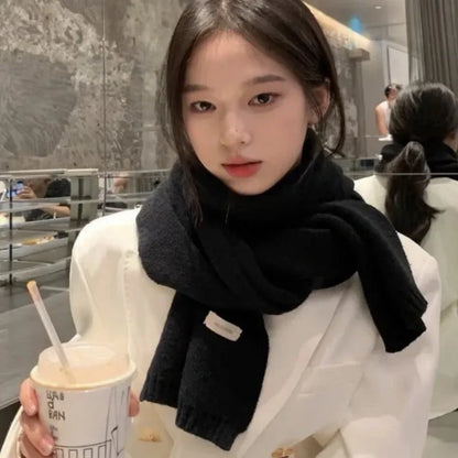 Unisex Winter Thermal Knitted Scarf - Warm Solid Color Neck Wrap - ZOOMNSTORE