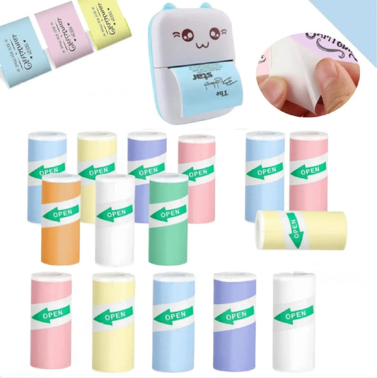 Mini Thermal Sticker Paper - 57mm Color Label Sheets for PeriPage PAPERANG Poooli Printers - ZOOMNSTORE