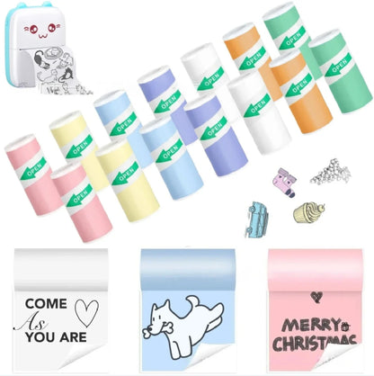 Mini Thermal Sticker Paper - 57mm Color Label Sheets for PeriPage PAPERANG Poooli Printers - ZOOMNSTORE