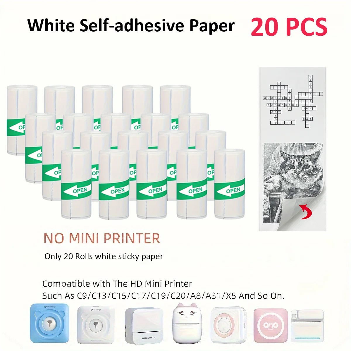Mini Thermal Sticker Paper - 57mm Color Label Sheets for PeriPage PAPERANG Poooli Printers - ZOOMNSTORE