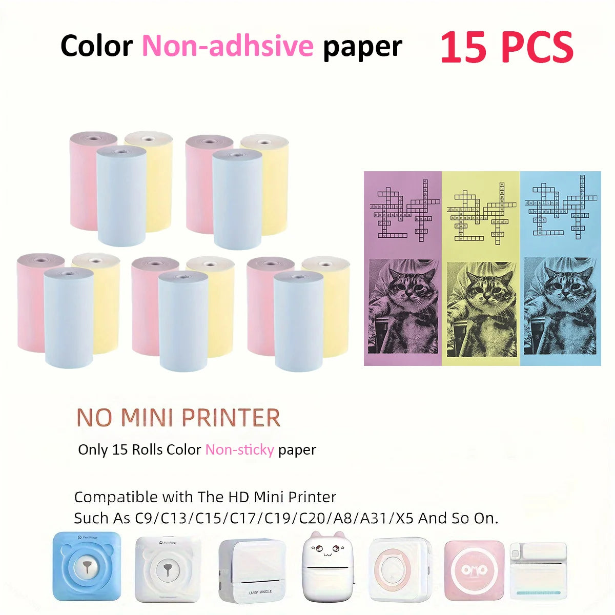 Mini Thermal Sticker Paper - 57mm Color Label Sheets for PeriPage PAPERANG Poooli Printers - ZOOMNSTORE