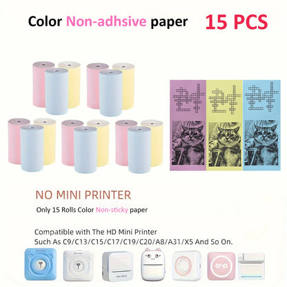 Mini Thermal Sticker Paper - 57mm Color Label Sheets for PeriPage PAPERANG Poooli Printers - ZOOMNSTORE