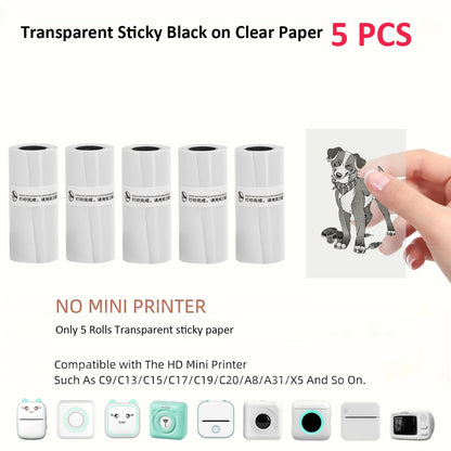 Transparent Self-Adhesive Thermal Paper - 57x25mm for Micro Thermal Printers - ZOOMNSTORE