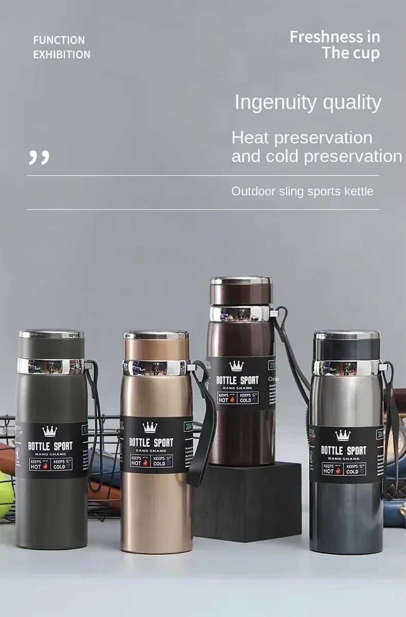 Thermal Water Bottle – 1 Liter Stainless Steel Flask With Double Wall Insulation - ZOOMNSTORE