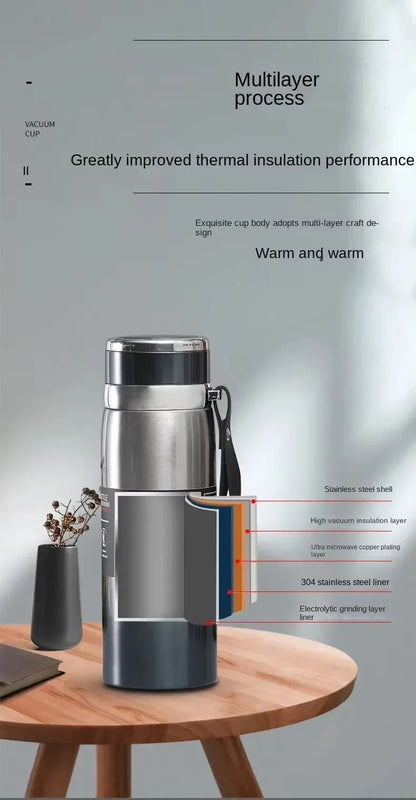 Thermal Water Bottle – 1 Liter Stainless Steel Flask With Double Wall Insulation - ZOOMNSTORE